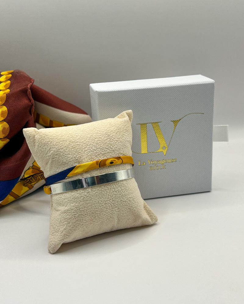 Manchette Argent & soie Luxe - PM- Héritage Tribal