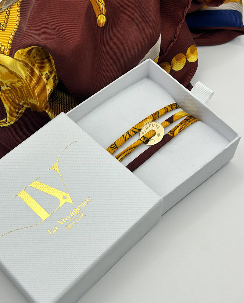 Bracelet / Collier triple tour – Héritage Tribal (plaqué or)