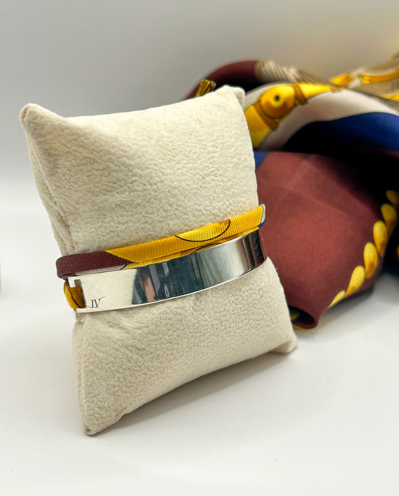 Manchette Argent & soie Luxe - GM- Héritage Tribal