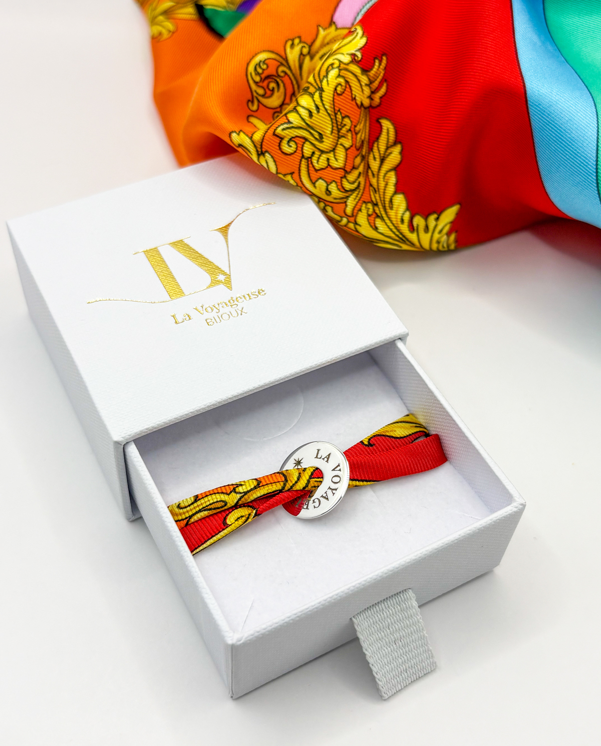 Bracelet soie luxe double tour Argent - Capsule "Barocco Pop"