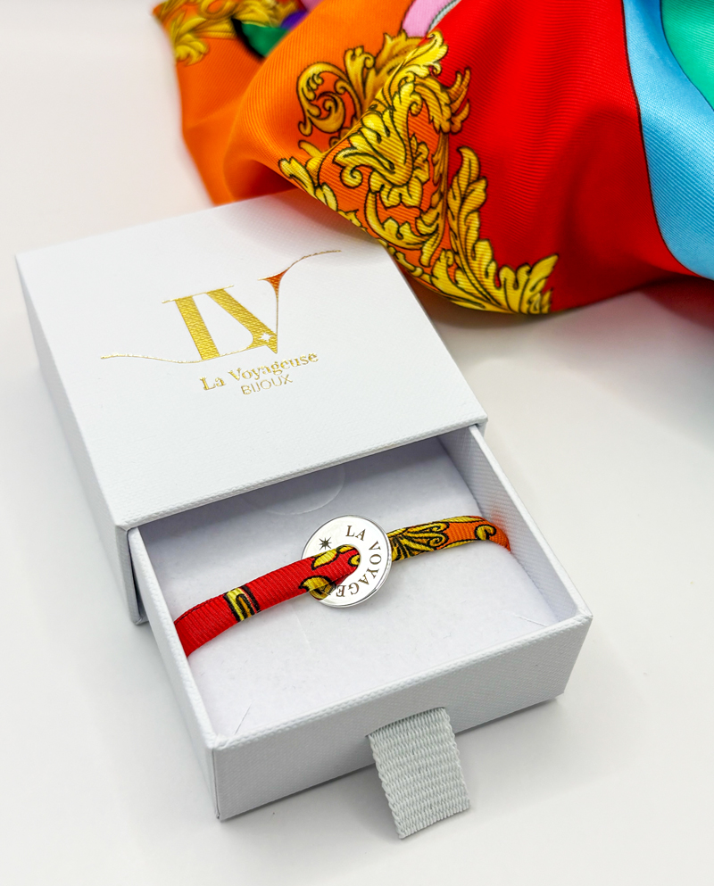Bracelet soie luxe Argent - Capsule "Barocco Pop"
