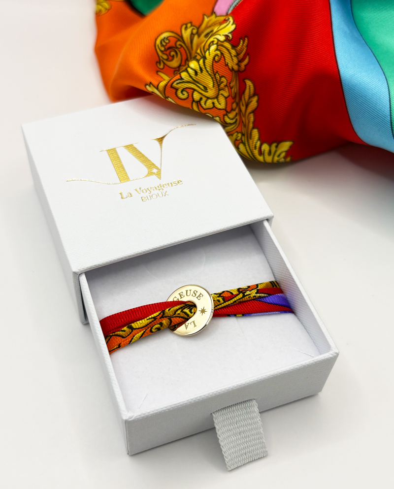 Bracelet double tour soie luxe Plaqué or - Capsule "Barocco Pop"