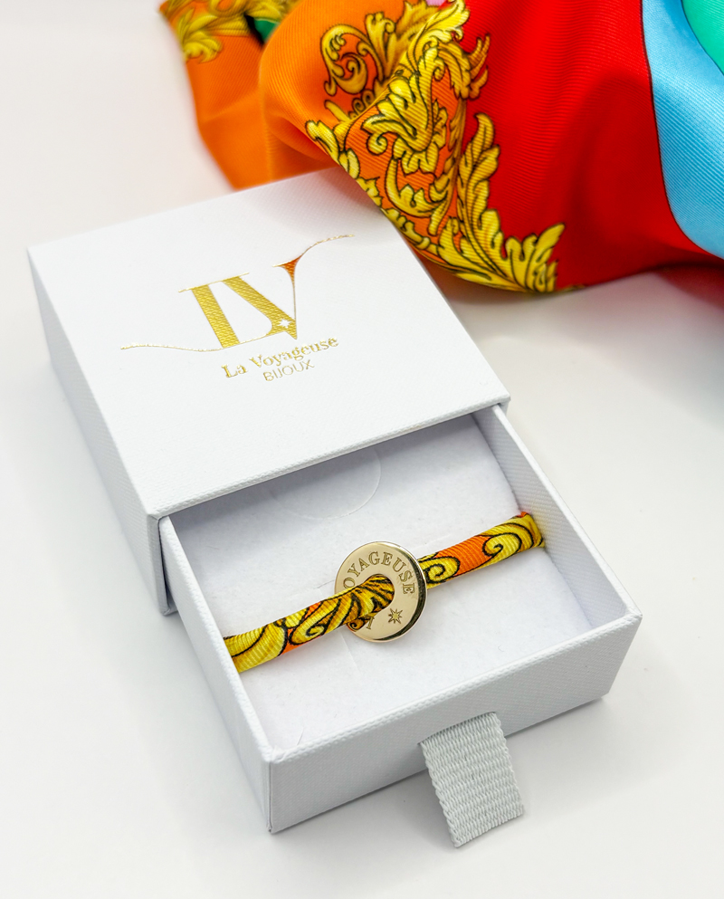 Bracelet soie luxe Plaqué or - Capsule "Barocco Pop"