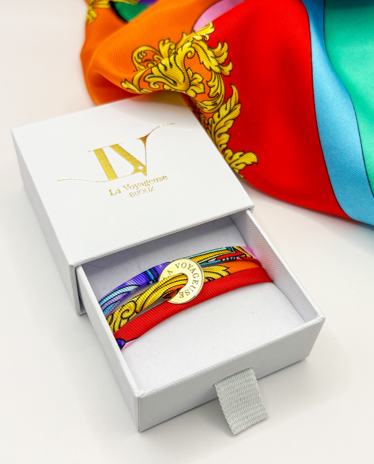 Bracelet / Collier soie luxe Plaqué or - Capsule "Barocco Pop"