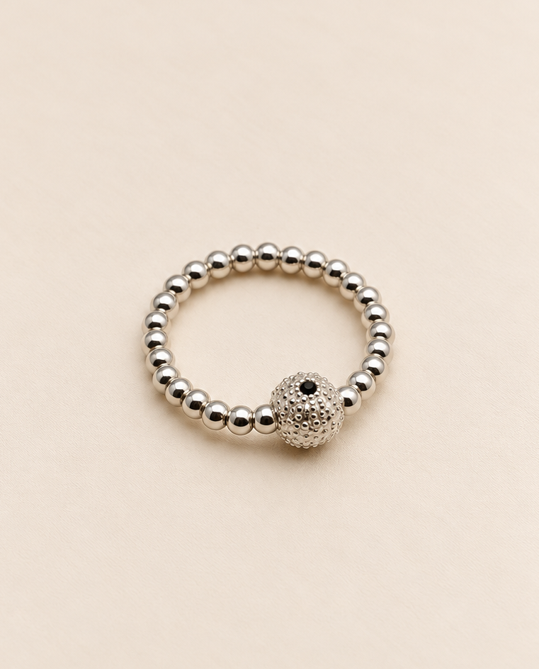Bague Oursin Talisman Argent - Pierre Cachée