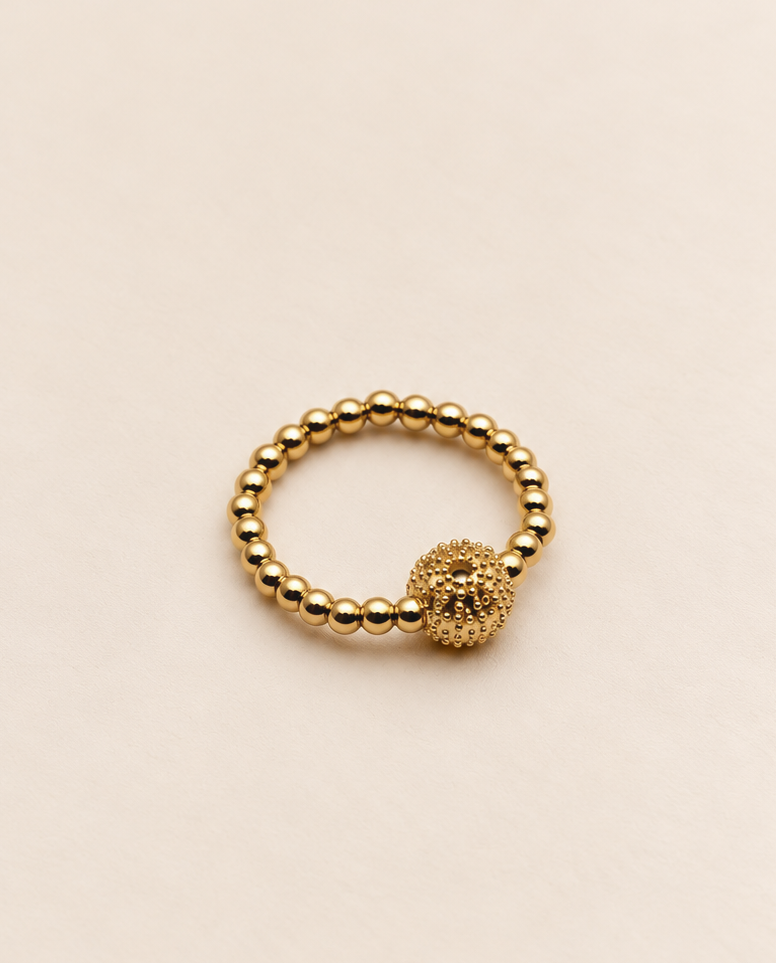 Bague Oursin Talisman Plaqué or - Pierre Cachée